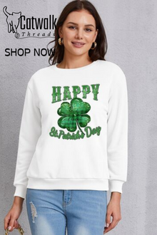  HAPPY ST. PATRICK'S DAY Dropped Shoulder Sweatshirt