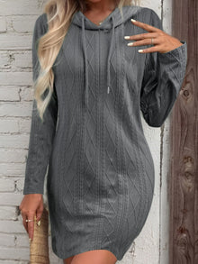  Drawstring Hooded Sweater Dress