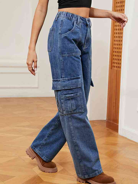 Pocketed Wide Leg Jeans